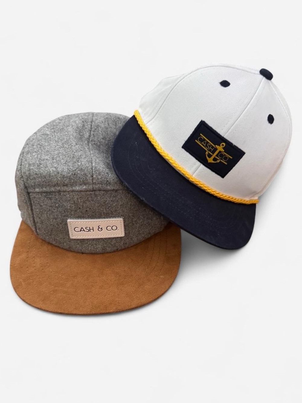 Cash & Co. Two-pack Kids Snapback Hats Size S/M Wool/Suede & Nautical Anchor